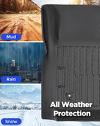 All-Weather Floor Mats for Ford F-250/F-350/F-450 1999-2007 (Only for Crew Cab) Super Duty - Heavy-Duty Rubber Front & Rear Row, Non-Slip Design - Not for 2nd Row Captain Seats with Center Console