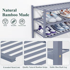 Smiry Shoe Rack, 6 Tier Thick Bamboo Shoe Organizer, Stackable Free Standing Wooden Shoe Storage Shelf for Closet, Entryway, 