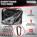 Cargo Net for Pickup Truck Bed (4'x6' Stretches to 8'x12') Double Thick Heavy Duty Pickup Truck Bed Organizer Accessories - 12 Metal Carabiners, Bungee Mesh Accessory with Strap Hooks