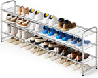 KEETDY 3-Tier Long Shoe Rack for Closet Metal Shoe Organizer for Entryway, Wide Stackable Shoe Storage Shelf with Sturdy Wire