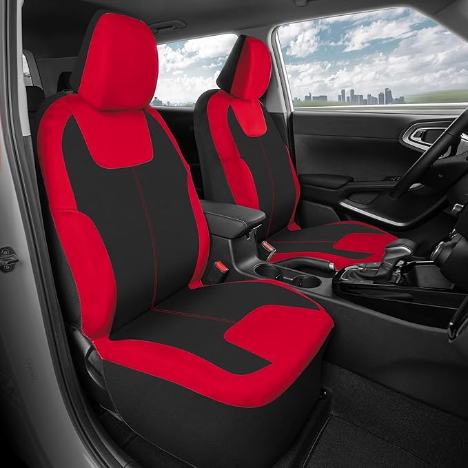Motor Trend 2 Waterproof Front Seat Covers + 2 Trimmable Floor Mats – Universal Fit Car Interior Combo Set for Cars, Trucks, 