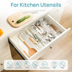 Vtopmart 2.36” Drawer Dividers with Expandable Inserts, 12.8"-22.3" Adjustable Kitchen Drawer Organizer, Clear Plastic Organi