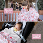 Rquite Car Seat Cover Baby, Carseat Covers Baby Girl, Minky Infant Car Seat Cover Winter, Peekaboo Opening Car Seat Canopy, M