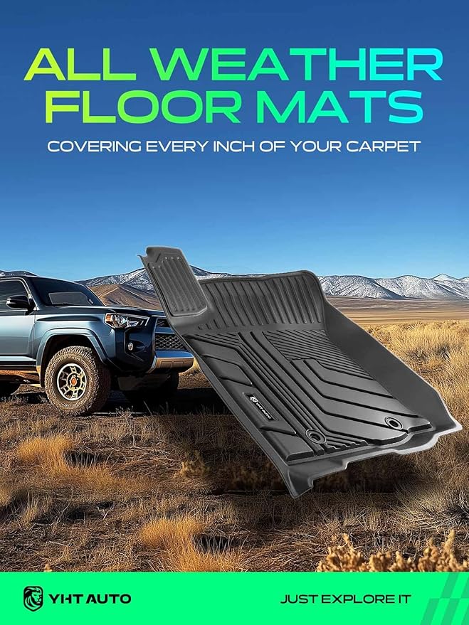 YHTAUTO Floor Mats Fit 2016-2023 Toyota Tacoma Access Cab, TPE All Weather Car Mats Waterproof Anti-Slip Odorless Floor Liner, Interior Car Accessories Front & 2nd Row Liner