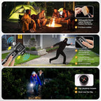 18-in-1 Solar/USB Rechargeable Car Emergency Flashlight Tool - Auto Safety Hammer Glass Breaker, Seatbelt Cutter, Flameless F