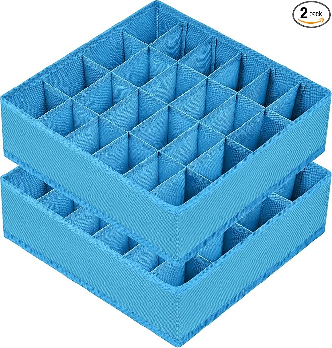 Joyoldelf Sock Organizer Drawer Organizer - 2 Packs Underwear Organizer, 24 Cells Collapsible Closet Organizers and Storage S