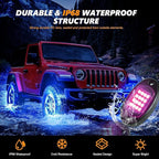 20 Pods RGB LED Rock Lights for Semi Trucks Offroad Pickup Trailer Sedan Boat, 12V Waterproof Dual Zone APP/RF Control Music Mode Brake Light Red Green Blue Underglow Neon Kit with Extension Wires