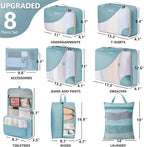 8 Set Packing Cubes for Travel, Gifts for Women Mom,Anti-Tearing Suitcase Organizer for Luggage with Shoe & Hanging Toiletry 