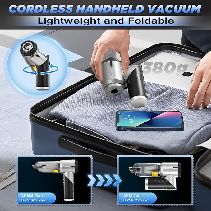 Saker Handheld Car Vacuum Portable Cordless17000PA Mini Air Duster Blower Rechargeable Foldable Vacuum Cleaner with Brushless