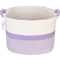 Hinwo Oval Cotton Rope Storage Basket Collapsible Nursery Storage Box Container Organizer with Handles, 16 x 13 inches, Off W