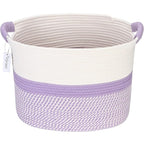 Hinwo Oval Cotton Rope Storage Basket Collapsible Nursery Storage Box Container Organizer with Handles, 16 x 13 inches, Off W