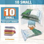 Vacuum Storage Bags, 10 Small Space Saver Vacuum Seal Bags, Space Bags, Vacuum Sealer Bags for Clothes with Travel Hand Pump 