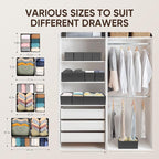 12 Pcs Drawer Organizer Clothes – Dresser Organizers for Baby Clothes, Underwear, Socks & Bedrooms – Foldable Storage Bins fo