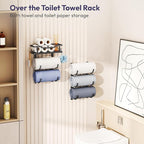 SWTYMIKI Over the Door Towel Rack - 6 Tier Towel Racks for Bathroom Wall Mounted, Towel Holder with Shelf, Hanging Rolled Tow