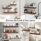 Floating Shelves for Wall, 7.9" Deep Wall Mounted Wood Shelves for Bathroom, Bedroom, Living Room, Kitchen, Hanging Shelf for
