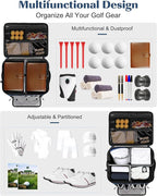 Golf Trunk Organizer, Waterproof Car Golf Locker with Separate Ventilated Compartment for 2 Pair Shoes, Golf Storage for Balls