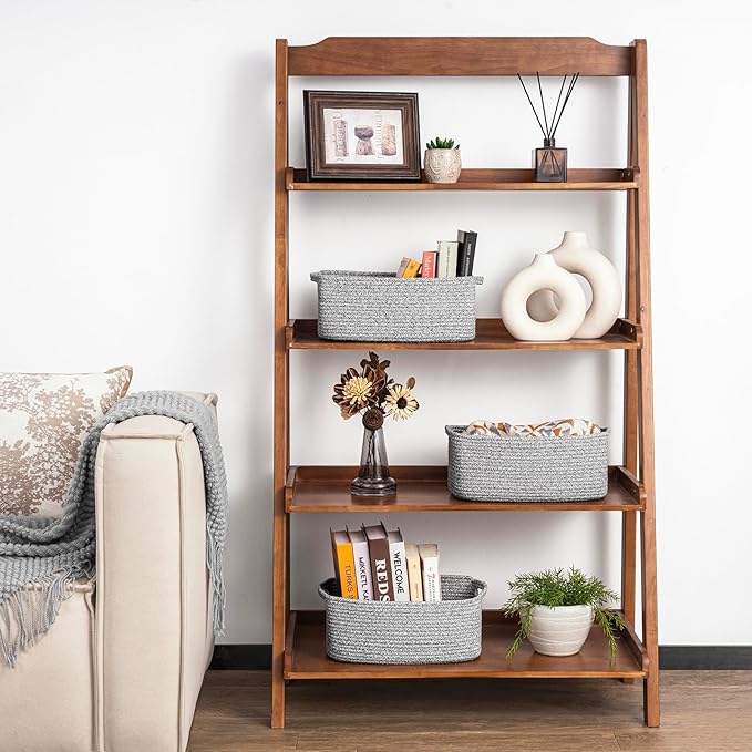 Goodpick Storage Baskets, Storage Bins for Shelves Gift Baskets Empty Small Toy Baskets Baby Rope Basket Woven Basket for Tow