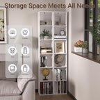 White Cube Shelf, 6 Cube Storage Organizer, 6-Tier Cube Storage Shelf, Freestanding Low Bookcase for Living Room Decor, Bedro