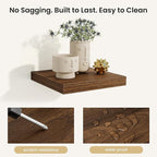 Fun Memories Rustic Wood Floating Shelves for Wall, Space-Saving Wall Mounted Shelves for Bathroom, Bedroom, Living Room and 