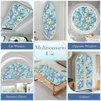 Coavas Static Cling Privacy Window Film, 96% UV & Heat Blocking, Stained Glass Window Film Floral Design, Non-Adhesive, for Bathroom, Front Door, Shower Enclosure‌ (Vinyl, 35.4" X 78.7 ")