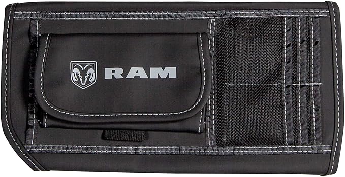 Plasticolor 006197R01 RAM Logo Car Truck or SUV Sun Visor Organizer, Auto Interior Pocket Organizer, Registration and Document Holder, Personal Belonging Sunglass Storage Pouch Organizer