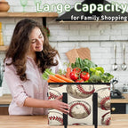 Reusable Grocery Bags Heavy Duty Shopping Bags Foldable Large Tote Bags with Long Handles & Hard Bottom