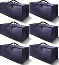 6 Pack Heavy Duty Extra Large Moving Bags W/Backpack Straps - Strong Handles & Zippers, Storage Totes For Space Saving, Fold 