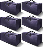 6 Pack Heavy Duty Extra Large Moving Bags W/Backpack Straps - Strong Handles & Zippers, Storage Totes For Space Saving, Fold 