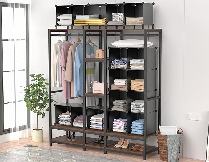 HOMIDEC Closet Organizers and Storage, 16 Cube Storage Organizer, Closet Organizer Bookshelf Cubes Shelves for Clothes, Bedro