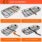 Hitch Mount Cargo Carrier Basket 60"*25"*6"+Waterproof Bag 25 Cubic Feet(60"*24"*31"),and Cargo Net with Attachment Hooks,Ratchet Straps,Hitch Stabilizer.500 Lbs Capacity,foldable,fit 2" Receiver