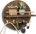 Key Holder for Wall, Key and Mail Holder Organizer with - Key Holder Wall Mount - Round Wooden Rustic Home Decor for Entryway