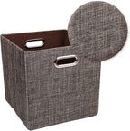 Posprica Storage Bins Cube Containers Boxes,Thick and Heavy Duty Fabric Drawers, 11×11 inch- Set of 4,Brown