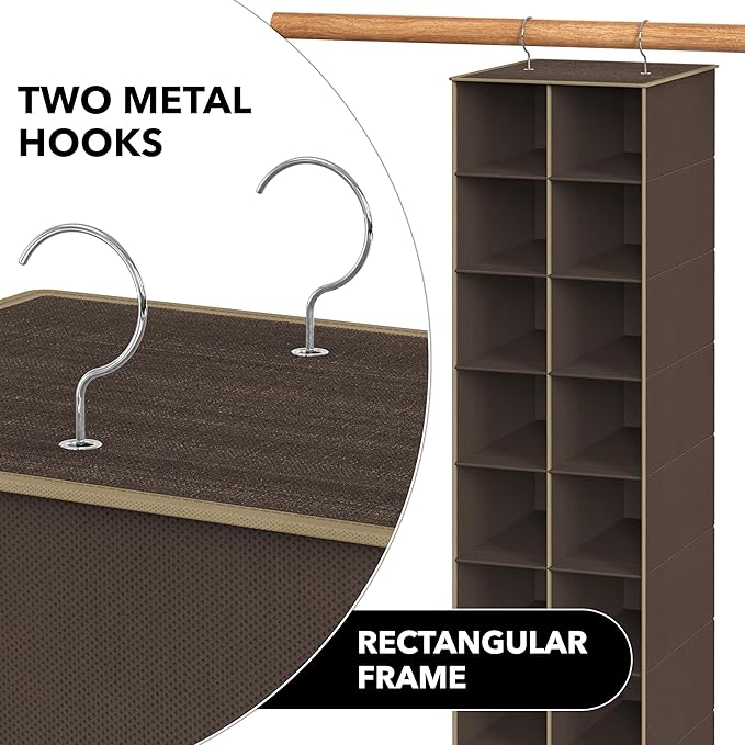 Simple Houseware 20 Section Shelves Hanging Shoes Organizer Holder for Closet, Brown