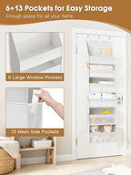 Criusia 2 Pack Over the Door Organizer, Heavy-Duty 6-Shelf Hanging Storage with 13 Mesh Pockets, 55lbs Capacity Behind the Do