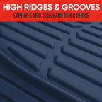Motor Trend FlexTough Floor Mats for Cars, Blue Deep Dish All-Weather Car Mats, Waterproof Trim-to Fit Automotive Floor Mats for Cars Trucks SUV, Universal Floor Liner Car Accessories
