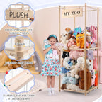 GLDZI Stuffed Animal Storage Zoo, Wooden Stuffed Animal Organizer with Elastic Cords for Boys Girls, Space Saving Toy Plushie