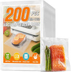 FUNFERY Precut Vacuum Sealer Bags for Food, 200 Quart 8" x 12", Food Long-Term Storage and Sous Vide Commercial-Grade Bag, BP