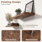 40 Inch Floating Shelves for Wall Set of 2, 8"D Wood Grain Bathroom Shelves with Invisible Brackets, Easy Install Engineered 