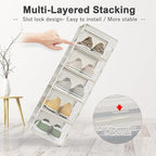 Kuject Large Shoe Organizers Storage Boxes for Closet, 12 Pack Clear Plastic Stackable Storage Bins with Lids, Under Bed Shoe