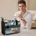 HBlife Makeup Organizer for Vanity with Brush Holder, Cologne Organizer for Men, Large Bathroom Countertop Cosmetic Organizer