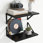 8" Deep Floating Shelves for Wall,16 inch Wood Wall Shelves Set of 2,Wide Floating Bookshelf with Sturdy Metal Brackets,Hangi