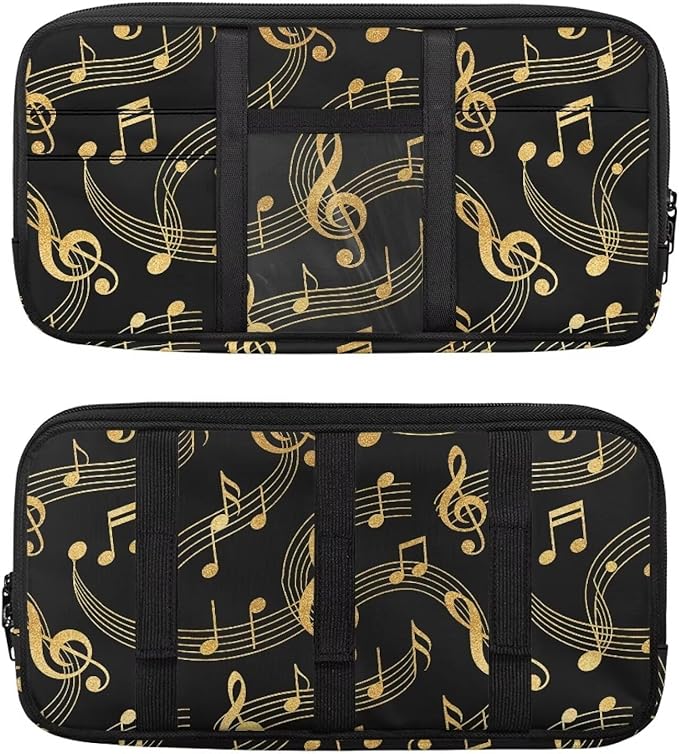Musical Notes Car Sun Visor Storage Bag, Auto Interior Accessories Pocket Organizer, Multi-Pocket Visor Organizer Storage Pouch Fits Most Vehicles