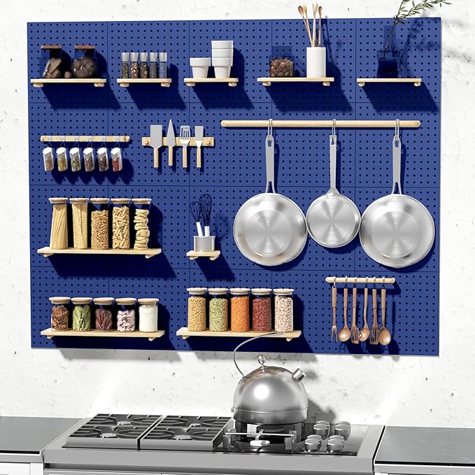Peg Board, 6PCS Metal Pegboard, Heavy Duty Pegboard Wall Organizer with Frame. Pegboard for Walls, Garage, Workbench, Craft R