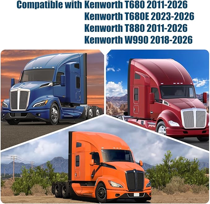 Side Window Sun Shade for Kenworth T680 T880 W990 T680E 2011-2026,Custom Fit 210T Reflective Sunshade for Semi Truck, 6-Layer Heat Insulation Privacy Protector, Block 99% UV Rays, 2PCS