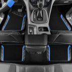 CAR PASS Leather Steering Wheel Cover and Waterproof Car Floor Mats,Microfiber Universal Car Combo Fit for 95% Sedan,SUV,Cars