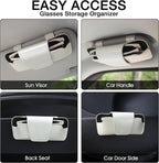 Sunglass Holder for Car Visor, Car Sunglasses Holder Leather, Eyeglasses Holder Glasses Storage Case Visor Accessories