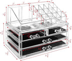 Ikee Design Acrylic Makeup Organizer with 4 Drawers and Removable Top Lipstick Holders, Ideal for Make-up or Accessories,Enha