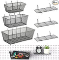 Sieral 6 Pieces Pegboard Baskets Wall Mount Wire Peg Board Baskets 3 Sizes Pegboard Accessories Slatwall Bins Basket Home Gar