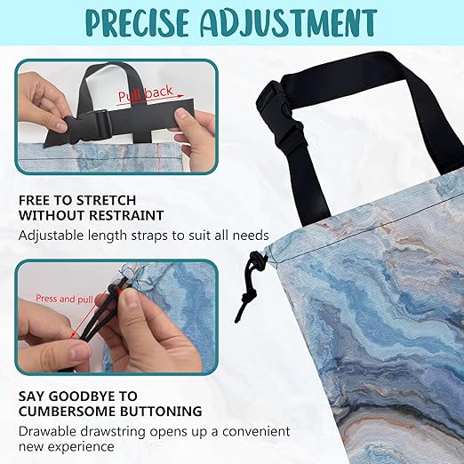Car Garbage Bag Abstract Blue and Gold Marble Hanging Canvas Car Trash Bag Waterproof Drawstring Car Back Seat Organizer for Car Back Front Seat Console with Adjustable Buckle