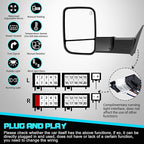 Power Heated Tow Mirrors Compatible with 2019-2024 Dodge Ram 1500 Only (Not fit Classic), Manual Flip & Fold Tow Side Mirrors w/Blind Spot Detection, Turn Signal, Puddle Light, Temp Sensor